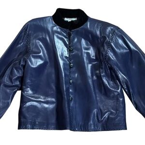 Women's Vintage Yves Saint Laurent Purple Leather Jacket (Size 38)